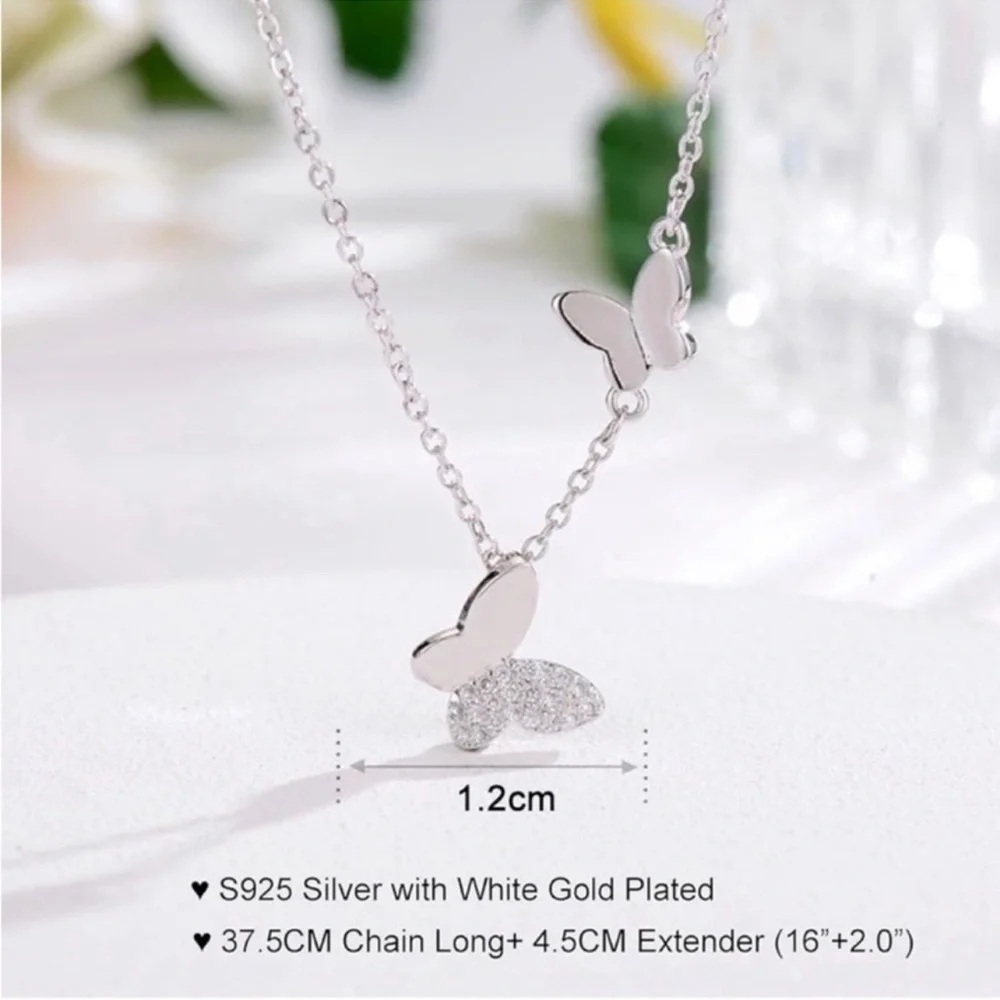 NEW ! 925 Sterling Silver Elegant Silver Butterfly Necklace. 🦋 A9-313